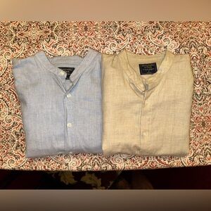 Abercrombie & Fitch Band Collar LS Button-Up Shirts, Small (lot of 2)